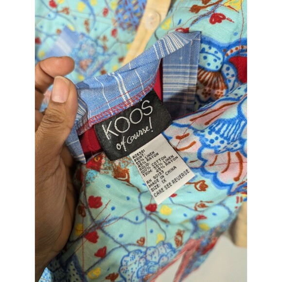 Koos of Course Jacket Women 1X Vintage Red Floral Pattern Linen Blend Reversible - Picture 6 of 10